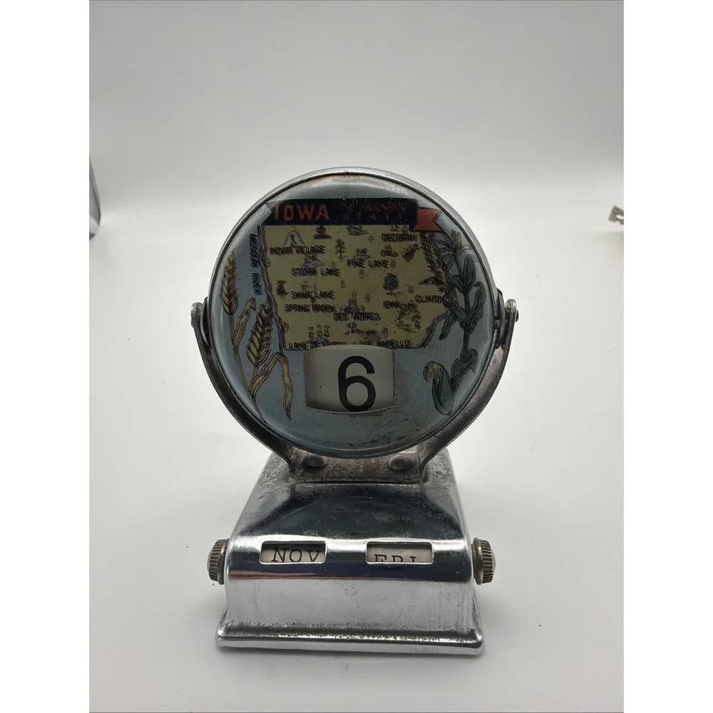 Vintage IOWA Flip Perpetual Calendar Souvenir Metal 60's  Hawkeye State Japan